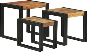 vidaXL Τραπέζι Σαλονιού με Στηρίγματα 3 pcs Καφέ και Μαύρο