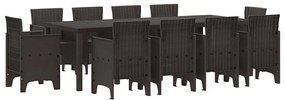 vidaXL Σέτ φαγητού για κήπο 11 pcs Καφέ Rattan Polt