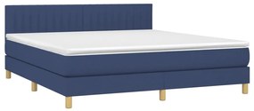 vidaXL Κρεβάτι Boxspring με Στρώμα &amp; LED Μπλε 180x200 εκ. Υφασμάτινο