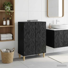 vidaXL Ντουλάπι Αποθήκευσης Μπάνιου DELFT Μαύρο 59,5 x 31 x 80 εκ