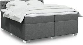 vidaXL Κρεβάτι Boxspring με Στρώμα Σκούρο Γκρι 200x200 εκ. Υφασμάτινο