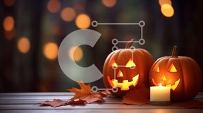 Intra Συλλεκτικό Ξύλινο Παζλ Plywood 4mm - Φανάρια Jack-o'-Halloween σε ένα ξύλινο τραπέζι Σε Ξύλινο Κουτί - Διαστάσεις Puzzle: 10x10 cm – 25 κομμάτια