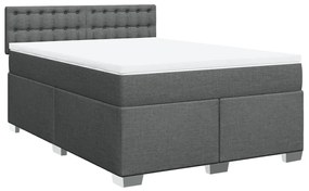 vidaXL Κρεβάτι Boxspring με Στρώμα Σκούρο Γκρι 140x200 εκ Υφασμάτινο