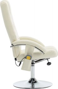 vidaXL Πολυθρόνα Μασάζ Λευκή από Συνθετικό Δέρμα με Υποπόδιο