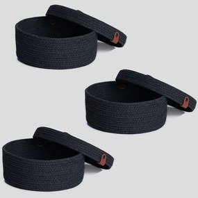Καλάθια Αποθήκευσης (Σετ 3Τμχ) 171JTR1146 25x25x11cm Black Aberto Design Cotton