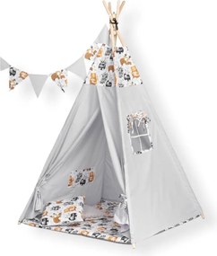 TeePee Tent - Raccoons -  Grey