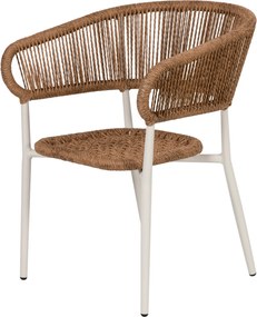 Πολυθρόνα Κήπου ArteLibre KARURU Λευκό/Φυσικό Αλουμίνιο/Rattan 63x63x77cm