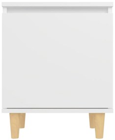 vidaXL Κομοδίνo Λευκό 40 x 30 x 50 εκ. με Μασίφ Ξύλινα Πόδια
