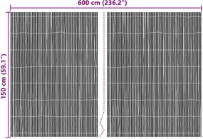 vidaXL Φράχτης Μπαμπού Φυσικό 600 x 150 cm Μπαμπού