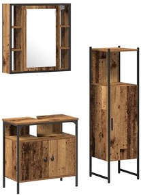 vidaXL Σετ Επίπλων Μπάνιου με ράφι με πόρτα 3 pcs Καφέ 60 x 30 x 60 cm