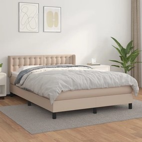 VidaXL Κρεβάτι Boxspring με Στρώμα Καπουτσίνο 140x190εκ.από Συνθ.Δέρμα