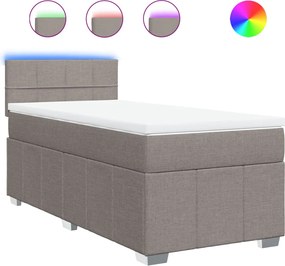 vidaXL Κρεβάτι Boxspring με Στρώμα Taupe 90x200 εκ. Υφασμάτινο