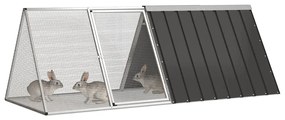 vidaXL Κλουβί Κουνελιών Ανθρακί 201,5x80,5x71 εκ Γαλβανισμένος Χάλυβας