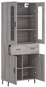 vidaXL Ντουλάπι Γκρι Sonoma 69,5 x 34 x 180 εκ. Επεξεργασμένο Ξύλο