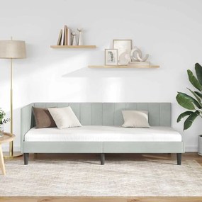 vidaXL Κρεβάτι Γωνίας με κεφαλάρι Ανοιχτό γκρι 80 x 200 cm Βελούδο