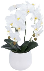 Τεχνητό Φυτό Σε Κασπώ Orchid 21117 Φ26x45cm White GloboStar Πηλός,Ύφασμα