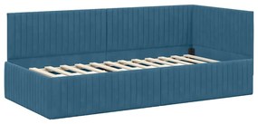 vidaXL Κρεβάτι Γωνίας με κεφαλάρι Μπλε 90 x 190 cm Βελούδο
