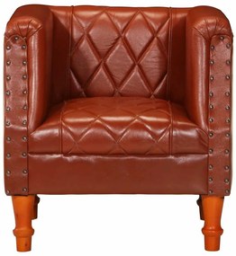 vidaXL Πολυθρόνα Μπάρελ Καφέ από Γνήσιο Δέρμα Κατσίκας