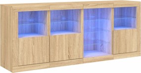 vidaXL Μπουφές με LED Sonoma Δρυς 164 x 37 x 67 εκ.