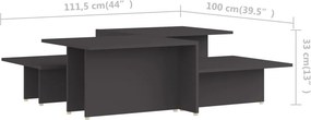 vidaXL Τραπεζάκια Σαλονιού 2 τεμ. Γκρι 111,5x50x33 εκ. Επεξεργ. Ξύλο