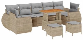 vidaXL Σετ Καναπέ Κήπου 10 pcs Μπεζ συνθετικό ρατάν