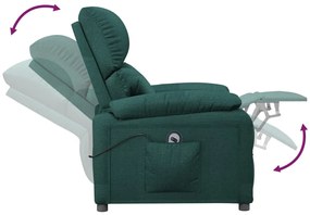 vidaXL Πολυθρόνα Ανακλινόμενη Ηλεκτρική Πράσινο Υφασμάτινη
