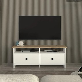 Έπιπλο τηλεόρασης Gradias Megapap χρώμα λευκό - sapphire oak 120x29,6x46,8εκ.