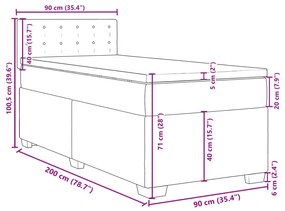 Κρεβάτι Boxspring με Στρώμα Λευκό 90x200εκ. από Συνθετικό Δέρμα - Λευκό