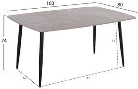 Τραπέζι RAVEN ΙΙ Κεραμικό TOP με Όψη Γκρί Μάρμαρο 160x80x74Υεκ. 160x80x74 εκ.