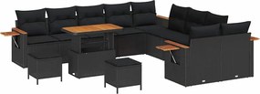 vidaXL Σετ Καναπέ Κήπου με μαξιλάρι 13 pcs Μαύρο