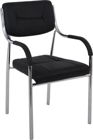 ALPHA Πολυθρόνα Γραφείου Επισκέπτη, Χρώμιο, Pu Μαύρο   1τμχ
