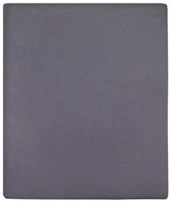 Σεντόνια Με Λάστιχο 2 τεμ. Ανθρακί 100x200 εκ. Βαμβακερό Ζέρσεϊ - Ανθρακί