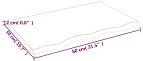 Πάγκος Μπάνιου Αν. Καφέ 80 x 50 x 2 εκ. από Επεξεργ. Μασίφ Ξύλο - Καφέ