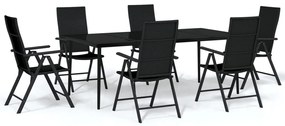 vidaXL Σετ Τραπεζαρίας Κήπου 7 Τεμαχίων Μαύρο