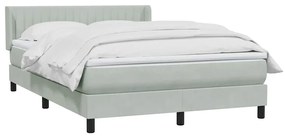 Κρεβάτι Boxspring με Στρώμα Ανοιχτό Γκρι 140x220 εκ. Βελούδινο - Γκρι