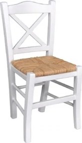 Καρέκλα METRO Ψάθα Εμποτ.Λάκα Λευκή 43x47x88cm