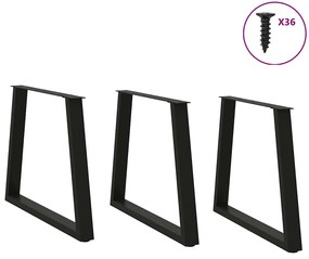 vidaXL Πόδια Τραπεζαρίας Σχήματος V 3 τεμ. Μαύρο 80x(72-73,3) εκ. Ατσάλι