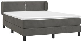 Κρεβάτι Boxspring με Στρώμα Σκούρο Γκρι 140x190 εκ. Βελούδινο - Γκρι