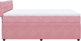vidaXL Κρεβάτι Boxspring με Στρώμα Ροζ 140x200 εκ. Βελούδινο