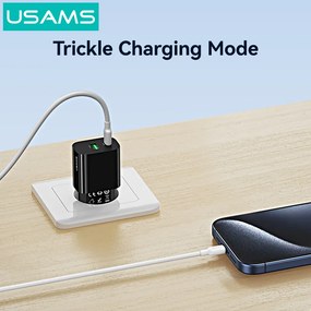 USAMS φορτιστής τοίχου CC317, USB &amp; USB-C, 33W, GaN, μαύρος