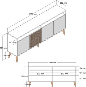 Κονσόλα Καρυδί / Τραβερτίνη GAFASAS 180x35x78