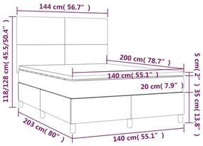 Κρεβάτι Boxspring με Στρώμα &amp; LED Αν.Γκρι 140x200εκ. Υφασμάτινο - Γκρι