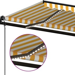 vidaXL Αναδιπλούμενη τέντα Κίτρινο και Λευκό 500 x 300 εκ Πολυεστέρας