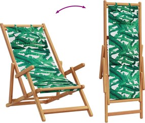 vidaXL Σεζλόνγκ Πτυσσόμενη Σχέδιο Φύλλων Μασίφ Ξύλο Ευκαλύπτου/Ύφασμα