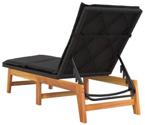 vidaXL Ξαπλώστρα από Συνθετικό Ρατάν &amp; Μασίφ Ξύλο Ακακίας με Μαξιλάρι