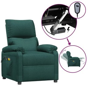 vidaXL Πολυθρόνα Μασάζ Ηλεκτρική Σκούρο Πράσινο Υφασμάτινη