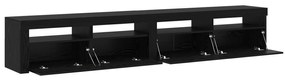 vidaXL Κάθισμα TV 2 τεμάχια με Φώτα LED Μαύρο Επεξεργασμένο Ξύλο