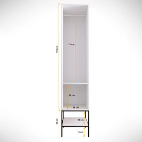 Μονοφυλλη Ντουλαπα Λευκο/Μαυρο/Χρυσο MARTIN 50x42x200