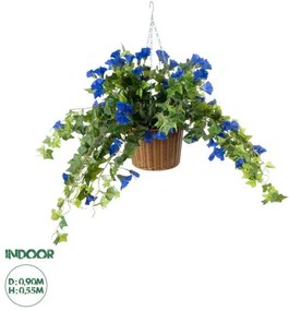 Artificial Garden MORNING GLORY HANGING PLANT 20636 Τεχνητό Κρεμαστό Διακοσμητικό Φυτό Ορτανσίας Y55cm Globostar 20636