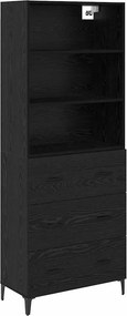 vidaXL Highboard Μαύρη Οξυά 69,5 x 34 x 180 εκ. Επεξεργασμένο Ξύλο